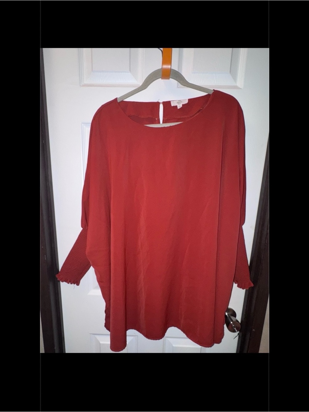 Entro Womens Rust Red Long Sleeve Blouse